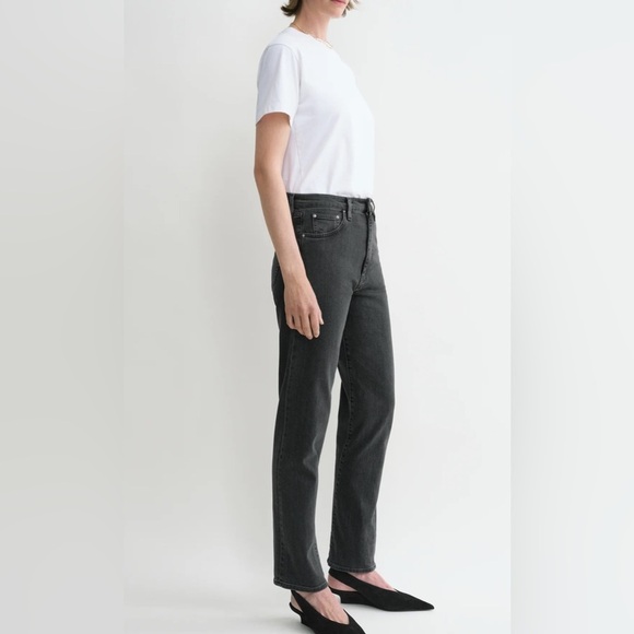 Toteme Twisted Seam Denim Jean Straight Leg Women Size 24 Mid Rise Grey Black - Picture 16 of 16